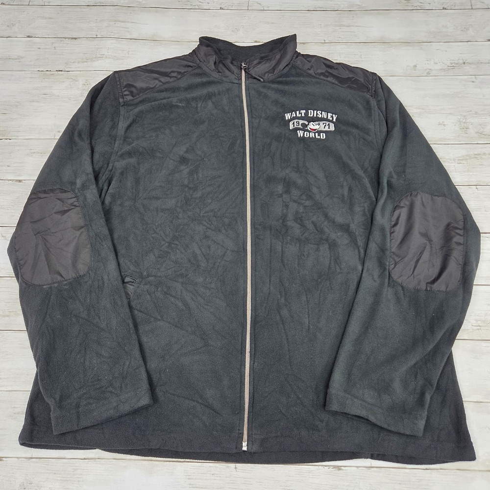 Disney Parks Fleece Jacket Mens L Black Walt Disney World Mickey Mouse Full Zip